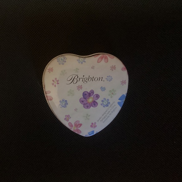 Brighton Floral Heart and Black/White Shaped Lidded Tin Trinket Box 💕💜💙 - Picture 7 of 8